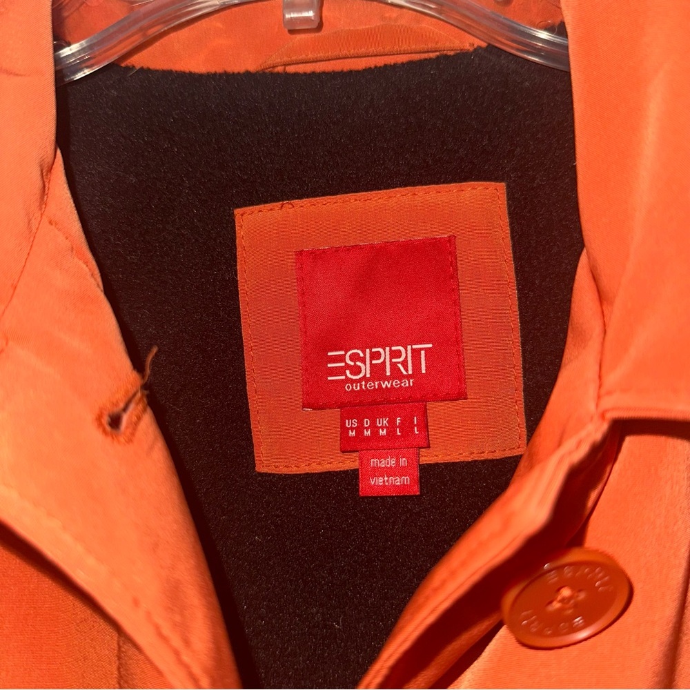 Esprit Terracotta Orange Y2K Outerwear Lined Trench Coat Jacket Retro Sz Medium - Picture 5 of 13